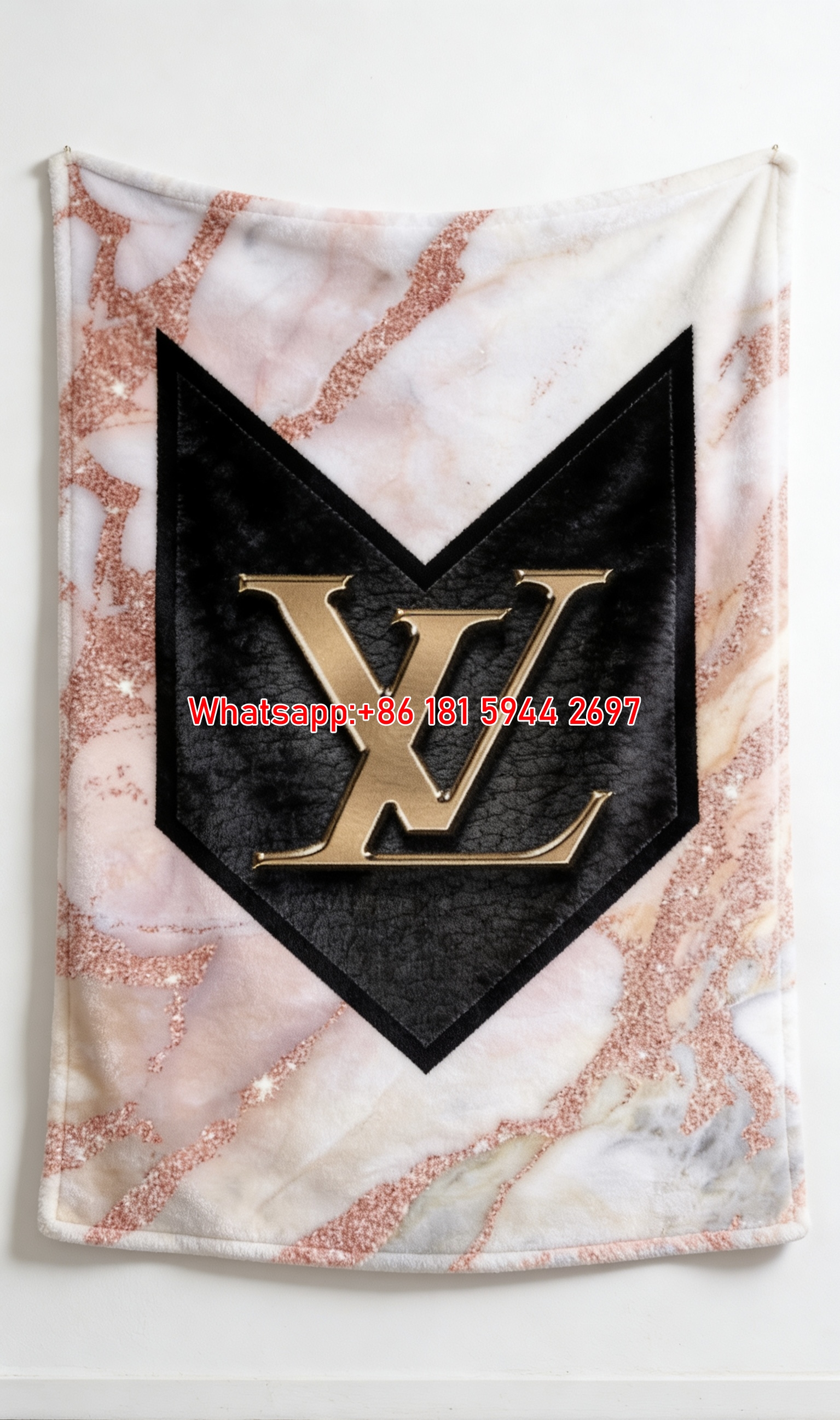 Classic LV Monogram Blanket Luxury LV Pattern Flannel Throw IMG_3620